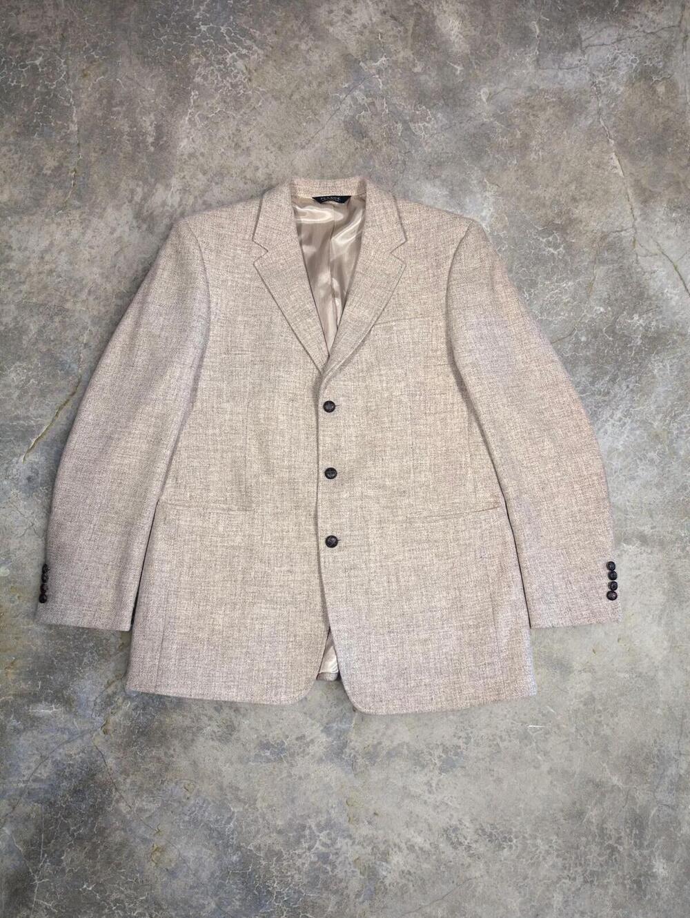 Harris Tweed Jos. A Bank White Cream Wool Blazer Men's 44XL